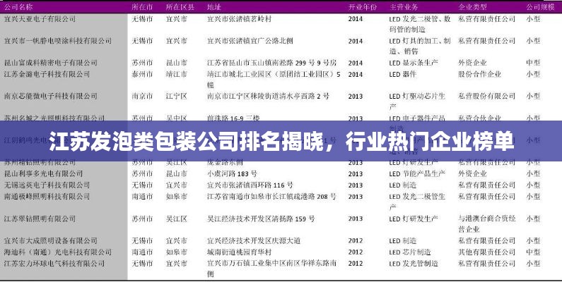江苏发泡类包装公司排名揭晓,行业热门企业榜单