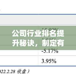公司行业排名提升秘诀,制定有效策略的关键所在
